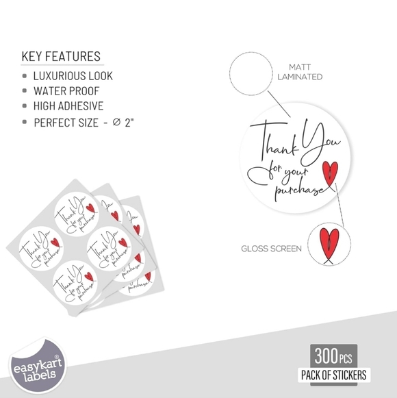 2" THANK YOU FOR YOUR PURCHASE ♥️ STICKERS•NWT• 300 - Picture 7 of 9